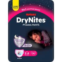 DRY NITES Pants de noche niña 12-21 kg 3-4 años 16 Uds
